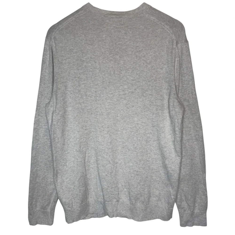 Banana Republic Men's Silk Cotton Blend V‎ Neck Sweater Heathered Oatmeal Large